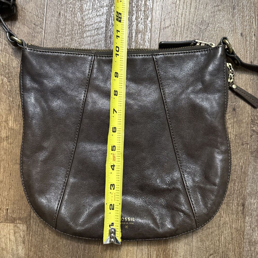 Fossil Gwen Saddle Bag Crossbody Leather Expandable Brown Purse - Picture 9 of 16
